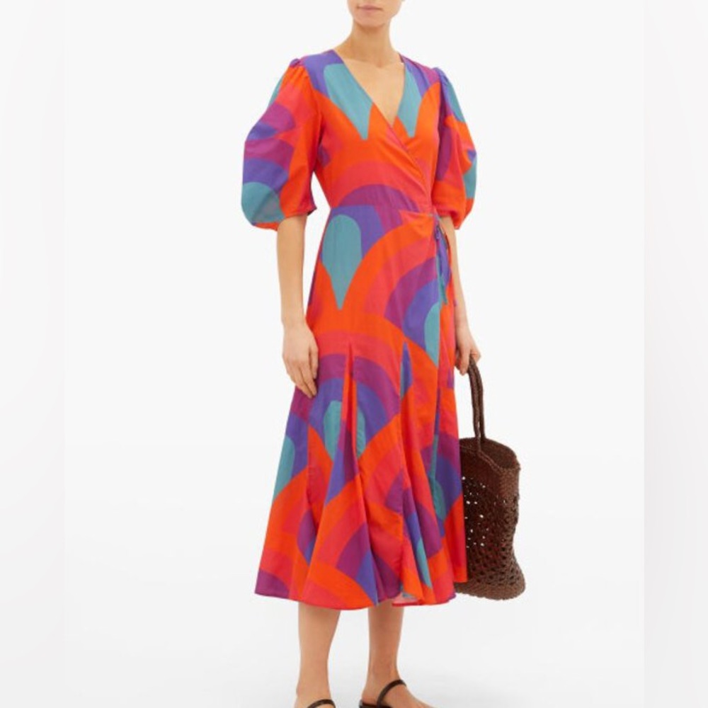 RHODE • Fiona Rainbow Print Cotton Wrap Dress sz S